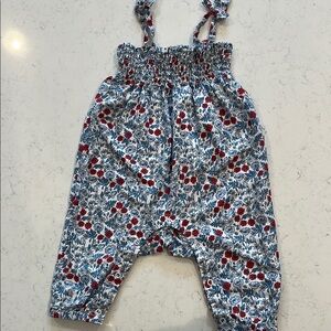 Hope & Henry Blue and Red Floral Jumpsuit. Size 0-3M.